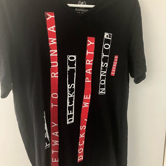 Express brand VIP life graphic print club party shirt adult size medium - Picture 3 of 11